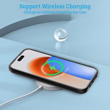 iPhone 15 Pro Shockproof Case Cover with Wireless Charging Support - Easy Grip, Slip-Proof, Screen & Camera Lens Guard - Black